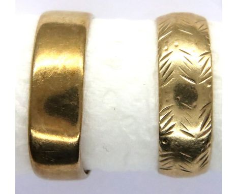 Two 9ct gold band rings, size T, one misshapen, combined 6.1g. P&amp;P Group 1 (£14+VAT for the first lot and £1+VAT for subs