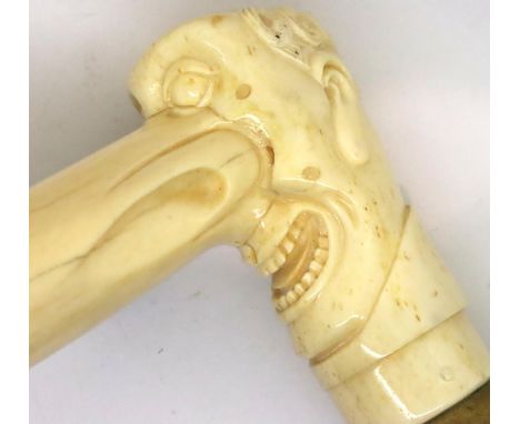 Bone handled walking stick with repair to nose. P&amp;P Group 3 (£25+VAT for the first lot and £5+VAT for subsequent lots) 