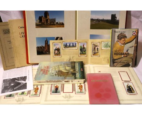 Box of pamphlets, photo album and booklet, Liverpool interest and three cigarette albums. Not available for in-house P&amp;P,