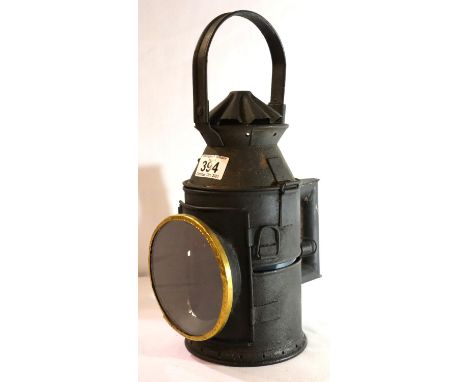 Vintage railway lantern with burner. Not available for in-house P&amp;P, contact Paul O'Hea at Mailboxes on 01925 659133 