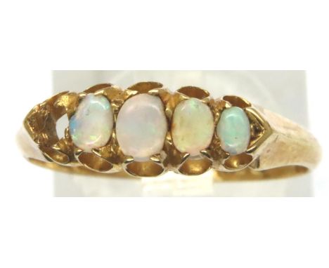 18ct gold opal set ring, missing one stone, size P/Q, 2.6g. P&amp;P Group 1 (£14+VAT for the first lot and £1+VAT for subsequ