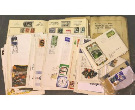 Mixed first day covers and two vintage stamp albums. P&amp;P Group 1 (£14+VAT for the first lot and £1+VAT for subsequent lot