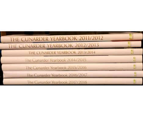 One shelf containing seven Cunarder year books 2011 - 2018, Cunard, shipping. P&amp;P Group 3 (£25+VAT for the first lot and 