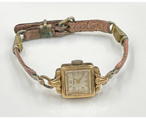 A 9ct gold Ladies Rotary watch on leather bracelet