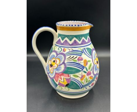 A Poole pottery jug, approximately 20cm H floral pattern decorated by Clarice Heath 