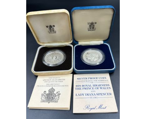 Silver Proof Coins: Commemorating the marriage of his Royal Highness The Prince of Wales and Lady Diana Spencer and 80th Birt