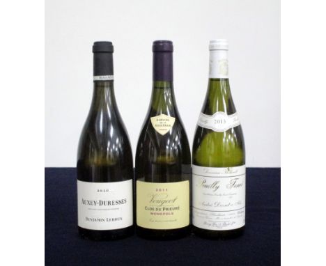 1 bt Auxey-Duresses 2010 Benjamin Leroux 1 bt Vougeot Clos du Prieuré Monopole 2011 Dom de la Vougeraie 1 bt Pouilly-Fumé 201