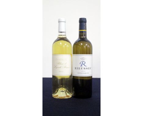1 bt Blanc de Lynch-Bages 2013 Bordeaux 1 bt 'R' Rieussec Bordeaux Blanc Sec 2015 Above two bottles