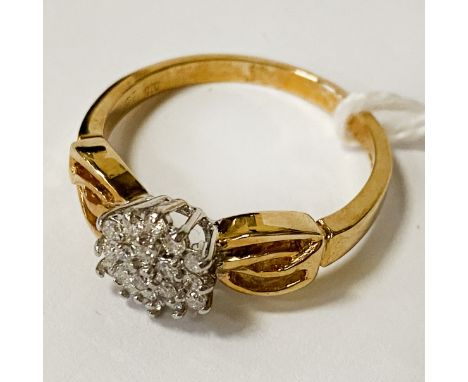 9 CARAT GOLD &amp; DIAMOND CLUSTER RING MILLIENUIM HALLMARK SIZE R