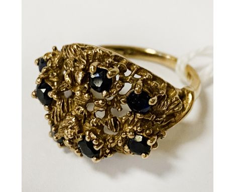 9CT YELLOW GOLD &amp; SAPPHIRE RING - SIZE J