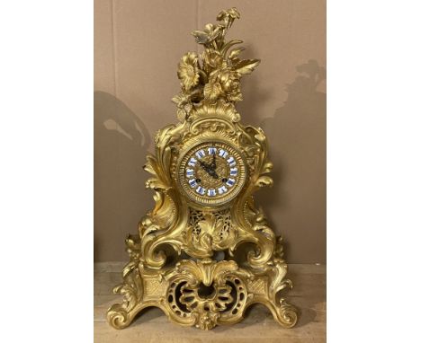 FRENCH GILT MANTLE CLOCK - 46 CMS (H)