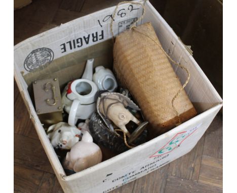 A Tony Wood pig teapot, animal ornaments etc