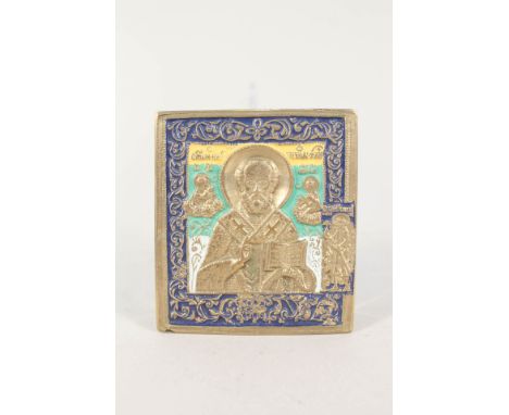 A brass and enamel ikon