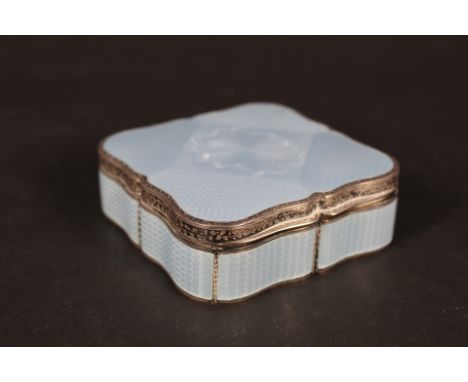 A continental silver and blue enamel dressing table box