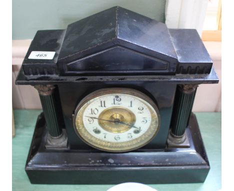 A Victorian Ansonia metal cased mantel clock