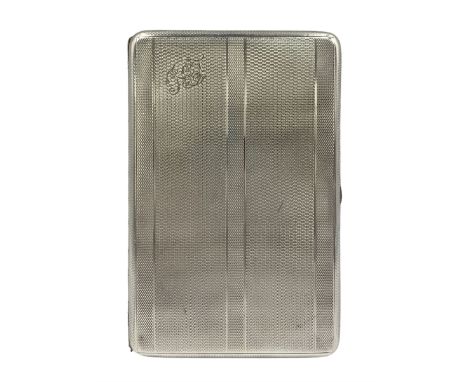 Engine turned silver cigarette case engraved with initials London 1929 Maker Sampson Mordan & CoCondition Report:Approx silve
