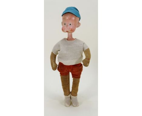 A scarce Dean’s Rag Book Carl Anderson’s Henry cartoon strip character doll, circa 1935, composition shoulder head with paint