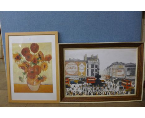 A L.S. Lowry print and a Van Gogh print