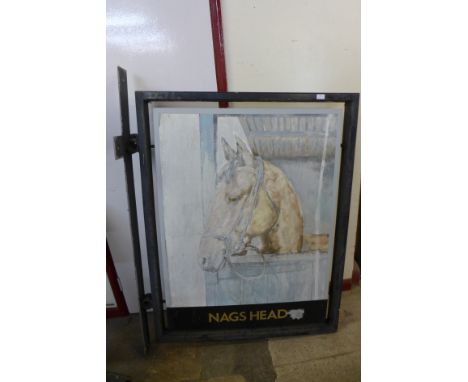 A steel Nags Head pub sign/bracket