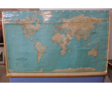 A vintage Times World Wall Map