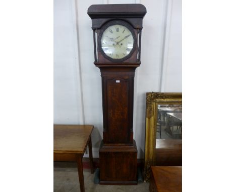 A 19th Century inlaid oak 8-day longcase clock