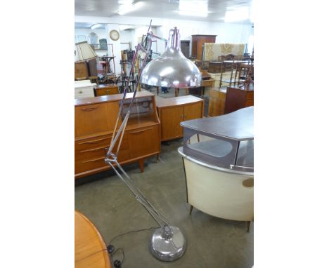 A chrome anglepoise floor standing lamp