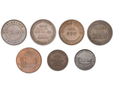 Australia, Tasmania, CAMPBELL TOWN, Joseph Brickhill, Penny, 1856 (G 29; A 45); LAUNCESTON, E.F. Dease, Penny and Halfpenny, 