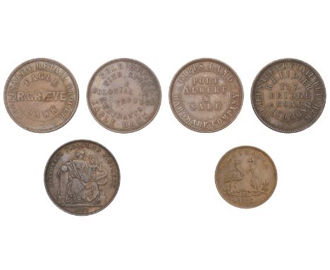 Australia, Victoria, SOUTH YARRA, Fisher, Halfpenny, 1857 (G 71; A 122); PORT ALBERT, Gipps Land Hardware Company, Penny, 186