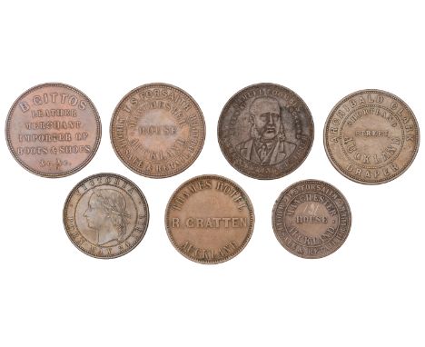 New Zealand, AUCKLAND, Archibald Clark, Penny, 1857 (G 42; A 64); Samuel Coombes, Penny, undated (G 48b; A 78); T.S. Forsaith