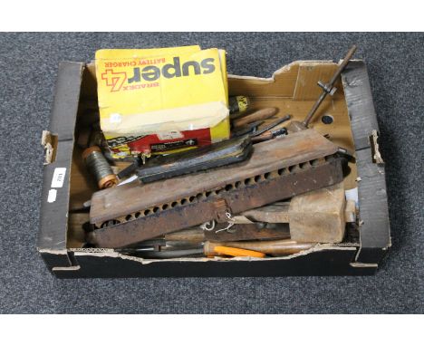 A Gedore tap and die set, box of hand tools, Super 4 battery charger 