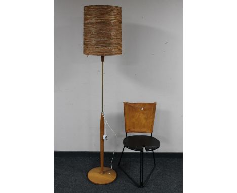 A late 20th century standard lamp and a Terna style chair with leather hide back rest, after Gaspare Cairoli 