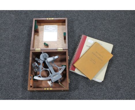 A Kelvin Hughes Sextant no. 70364 of 6" radius, in fitted wooden box with presentation plaque from Thames Nautical training c