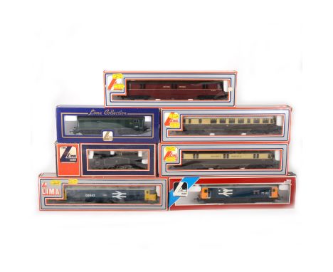 Lima OO gauge model railway locomotives; seven to include six diesel locos, 205144 MWG, 205133 MWG, 205169 'Broadlands' no731