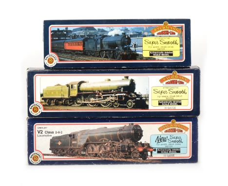 Bachmann OO gauge model railway locomotives; three to include 31-850 J39 1974 LNER lined black, 31-701A B1 61399 BR lined bla