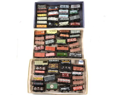 OO gauge model railway wagons; aprox 60 in total by various makers, Hornby, Tri-ang, Mainline, Bachmann and others, all loose