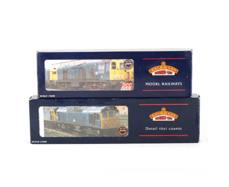 Bachmann OO gauge model railway locomotives; two diesel engines including 32-042DS class 20 D8113 BR green with DCC sound (in
