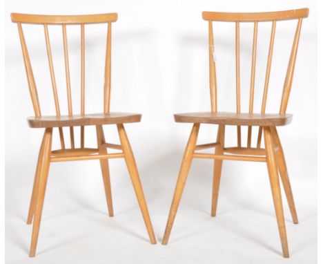 Lucian Ercolani - Ercol - 608 - All Purpose Chair - A pair of retro vintage mid 20th Century beech and elm stick back side / 