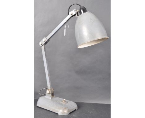Memlite - A retro vintage original 1950s industrial factory work anglepoise desk lamp light having a shaped conical shade wit
