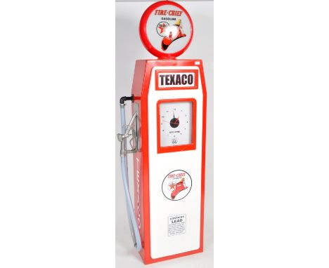 Texaco Fire Chief Gasoline - A vintage style full size petrol pump forecourt motoring garage lamp. Comprises a faux glass pla