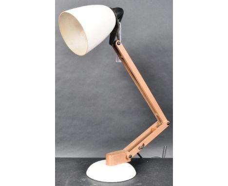 A vintage retro mid 20th century Mac Lamp by Terence Conran. The lamp with faux wooden adjustable arm set with white terraced
