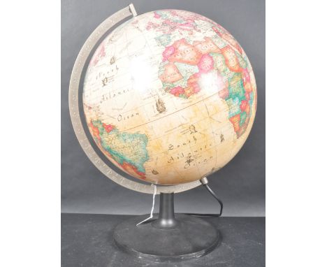 A vintage 20th Century Scan Globe, Made in Denmark. A 1980s light up desktop globe raised on a circular base. Measures approx