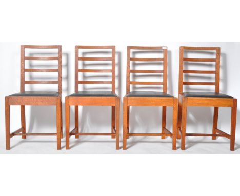 Frank Whitton for Gordon Russell - Model 1230 - A matching set of four 20th Century 1930s oak ladder back dining chairs with 