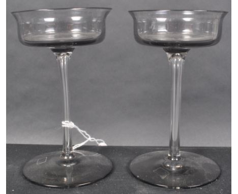 Ronald Stennett-Wilson - Wedgwood - Sheringham - A pair of 20th Century retro vintage British studio art glass candlestick ho