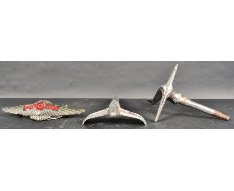 A Collection of: (1) An original vintage Ford Prefect 1940s chromed classic car radiator hood ornament mascot depicting an ae