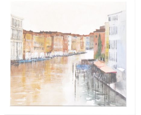 David Parfit - Evening Light From Ponte Di Rialto - A contemporary dated 2005 watercolour on paper painting depicting Venetia