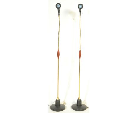 Ask Serious Readers - A matching pair of contemporary adjustable floor standing standard lamp lights having adjustable light 