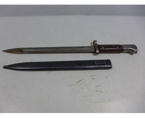 A CZECH V2 23 BAYONET AND SCABBARD, 30CM BLADE, LENGTH 45CM 