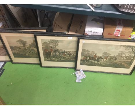 FOUR VINTAGE PRINTS OF 'HERRING'S FOX-HUNTING SCENES', FRAMED 