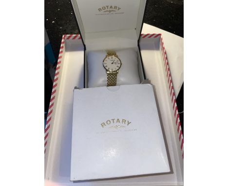 A GENTS ROTARY WRIST WATCH WITH PAPERWORK AND ORIGINAL BOX 