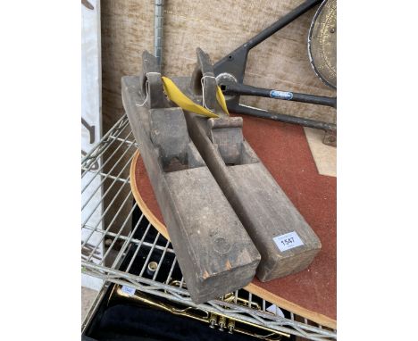 TWO LARGE VINTAGE WOOD PLANES 